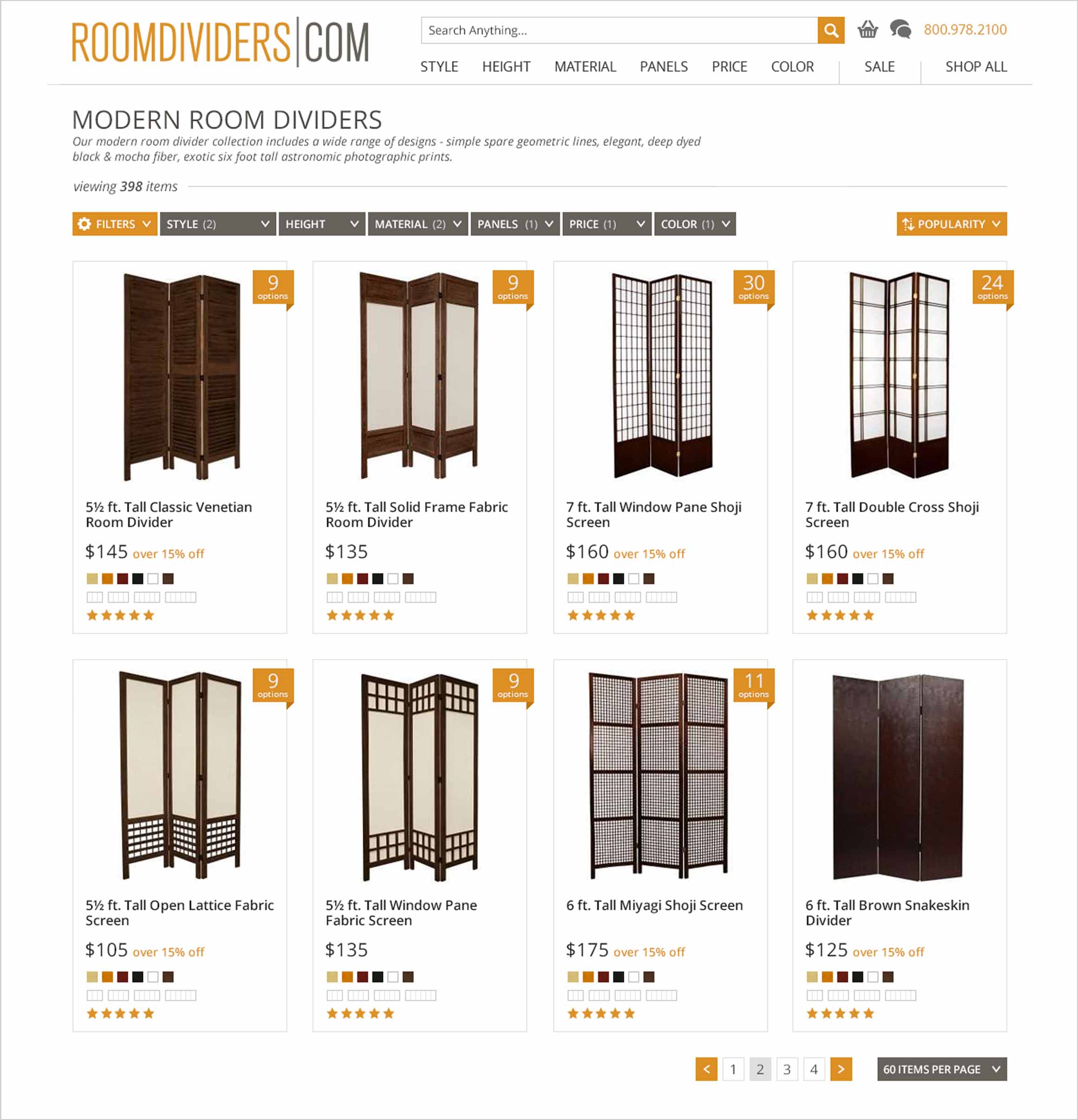 Roomdividers Website Design